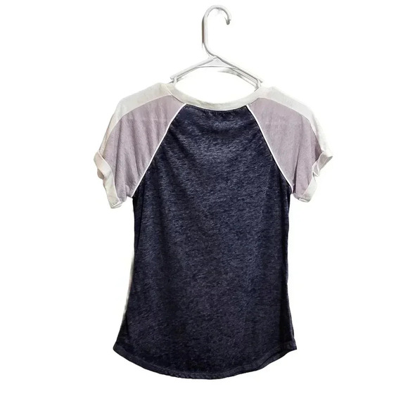 Navy and White Lace-Up Casual Top - Picture 2 of 10